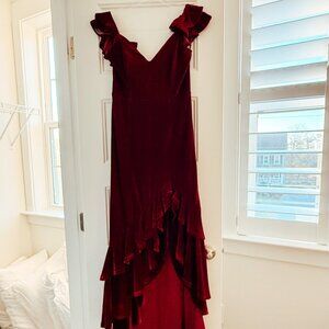Camille Velvet Gown in Deep Red - Size Small EXCELLENT CONDITION